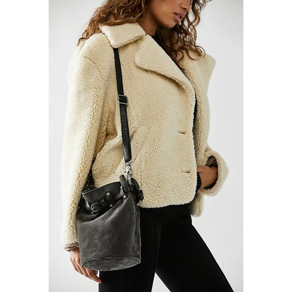 Free People Handbags - FREE PEOPLE Soren Suede Bucket Bag / Soot Black